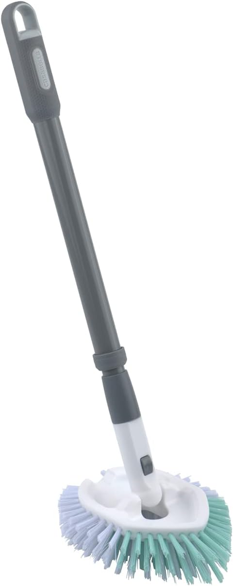 Casabella Tub & Tile Brush - Bathroom Cleaning Brush. Extendable Handle. All-Around Dual Bristles. Bristled Head. Non-Slip Grip