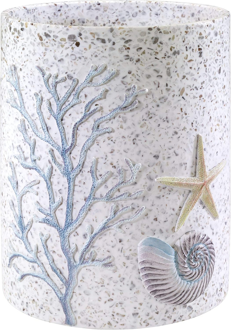 Avanti Linens - Wastebasket. Decorative Trash Can. Guest Bathroom Essentials. Sea Inspired Home Decor (Coastal Terrazo Collection)